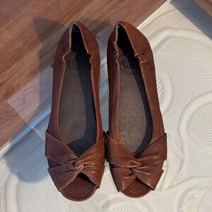 Palladium Brown Knotted Leather Flats